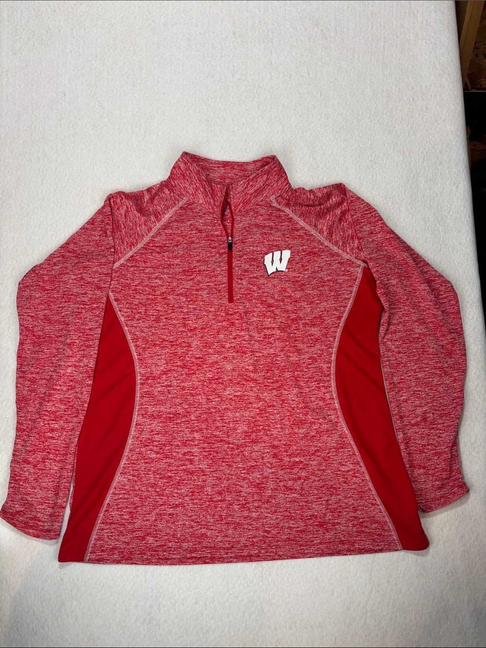 WISCONSIN Russel Brand Red Heather Performance 1/4 Zip Long Sleeve Women's 2XL